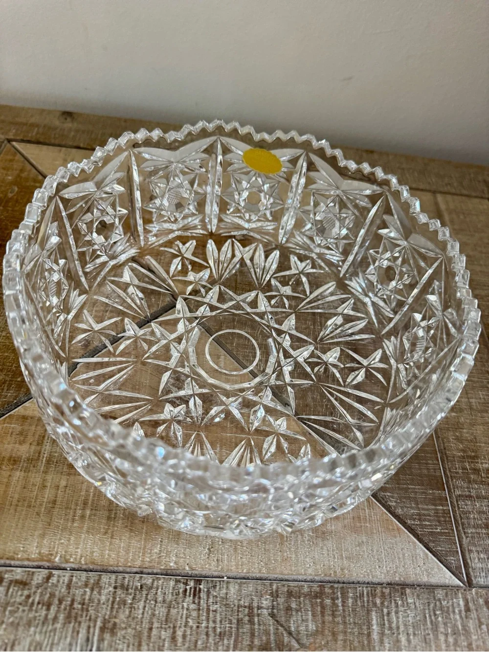 Vintage West German Hand Cut Lead Crystal Bowl 24% PbO Scalloped Starburs